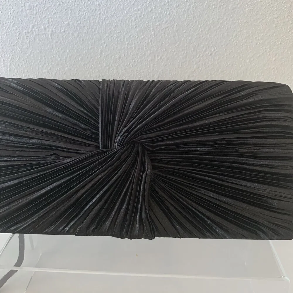 Vintage Formal Black Nylon Evening Clutch Use W/WO Hidden Shoulder Strap 9